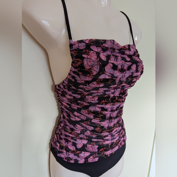 Free People shirred butterfly print bodysuit top xs - Picture 10 of 13